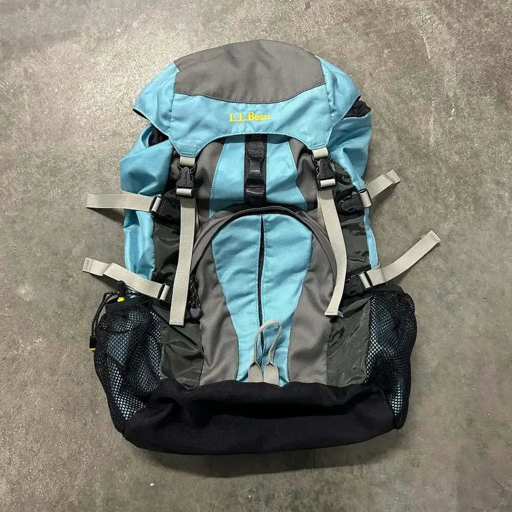 L.L.Bean Bigelow H2O Technical Hiking Backpack Blue Gray Hydration Y2K